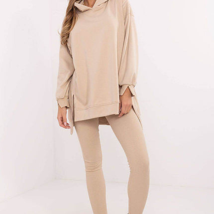 Women's Cotton Hoodie & Leggings Set – Sweatshirt & Ribbed High-Waist Bottoms - MimiStylez