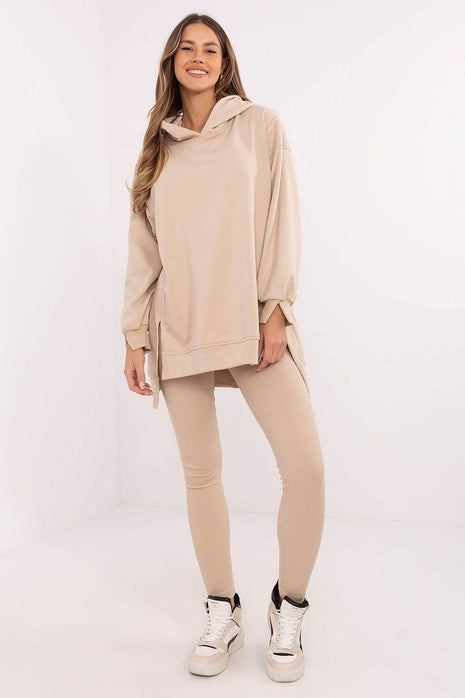 Women's Cotton Hoodie & Leggings Set – Sweatshirt & Ribbed High-Waist Bottoms - MimiStylez