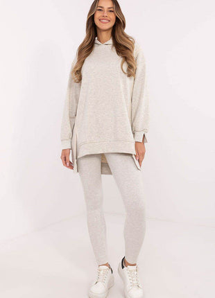 Women's Cotton Hoodie & Leggings Set – Sweatshirt & Ribbed High-Waist Bottoms - MimiStylez