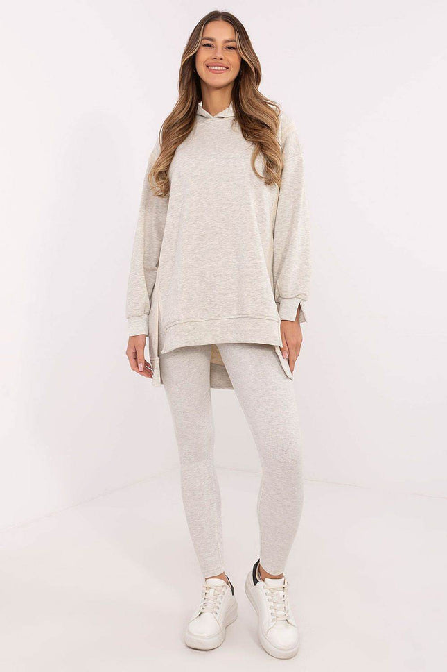 Women's Cotton Hoodie & Leggings Set – Sweatshirt & Ribbed High-Waist Bottoms - MimiStylez