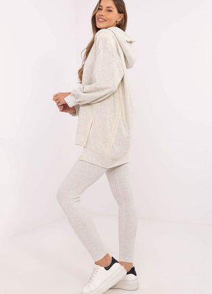 Women's Cotton Hoodie & Leggings Set – Sweatshirt & Ribbed High-Waist Bottoms - MimiStylez