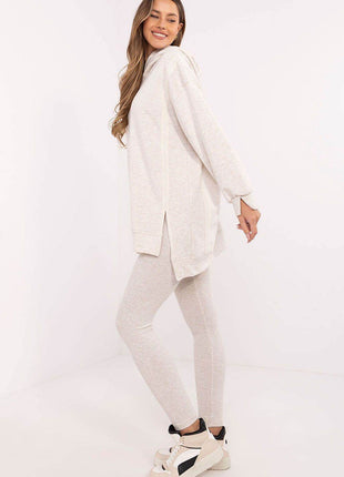 Women's Cotton Hoodie & Leggings Set – Sweatshirt & Ribbed High-Waist Bottoms - MimiStylez