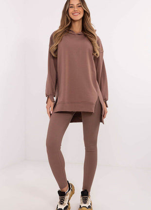 Women's Cotton Hoodie & Leggings Set – Sweatshirt & Ribbed High-Waist Bottoms - MimiStylez