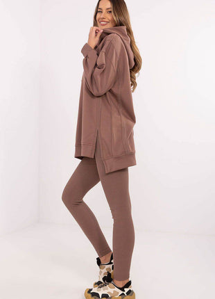 Women's Cotton Hoodie & Leggings Set – Sweatshirt & Ribbed High-Waist Bottoms - MimiStylez