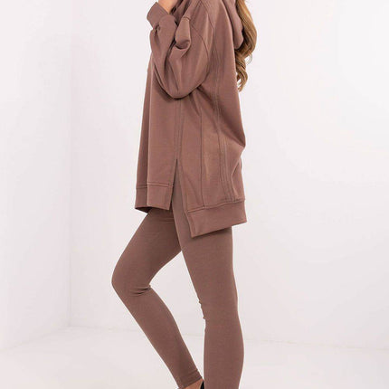 Women's Cotton Hoodie & Leggings Set – Sweatshirt & Ribbed High-Waist Bottoms - MimiStylez
