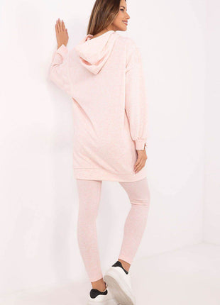 Women's Cotton Hoodie & Leggings Set – Sweatshirt & Ribbed High-Waist Bottoms - MimiStylez