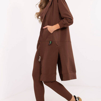 3-Piece Cotton Ribbed Set – Zip Hoodie, Fitted Top & High-Waisted Leggings - MimiStylez