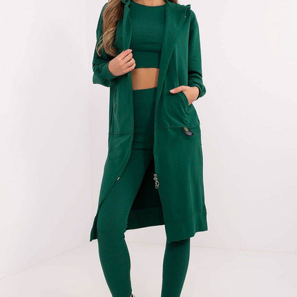 3-Piece Cotton Ribbed Set – Zip Hoodie, Fitted Top & High-Waisted Leggings - MimiStylez