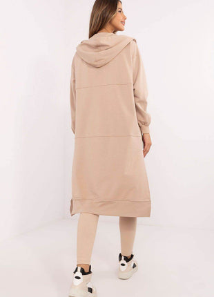 3-Piece Cotton Ribbed Set – Zip Hoodie, Fitted Top & High-Waisted Leggings - MimiStylez