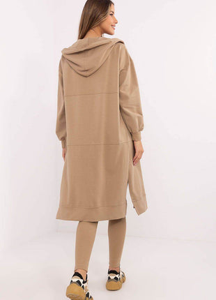 3-Piece Cotton Ribbed Set – Zip Hoodie, Fitted Top & High-Waisted Leggings - MimiStylez