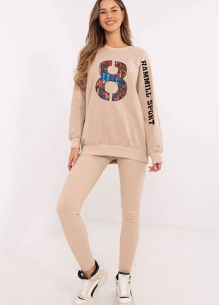 Embroidered Cotton Sweatshirt & High-Waisted Leggings Set - MimiStylez