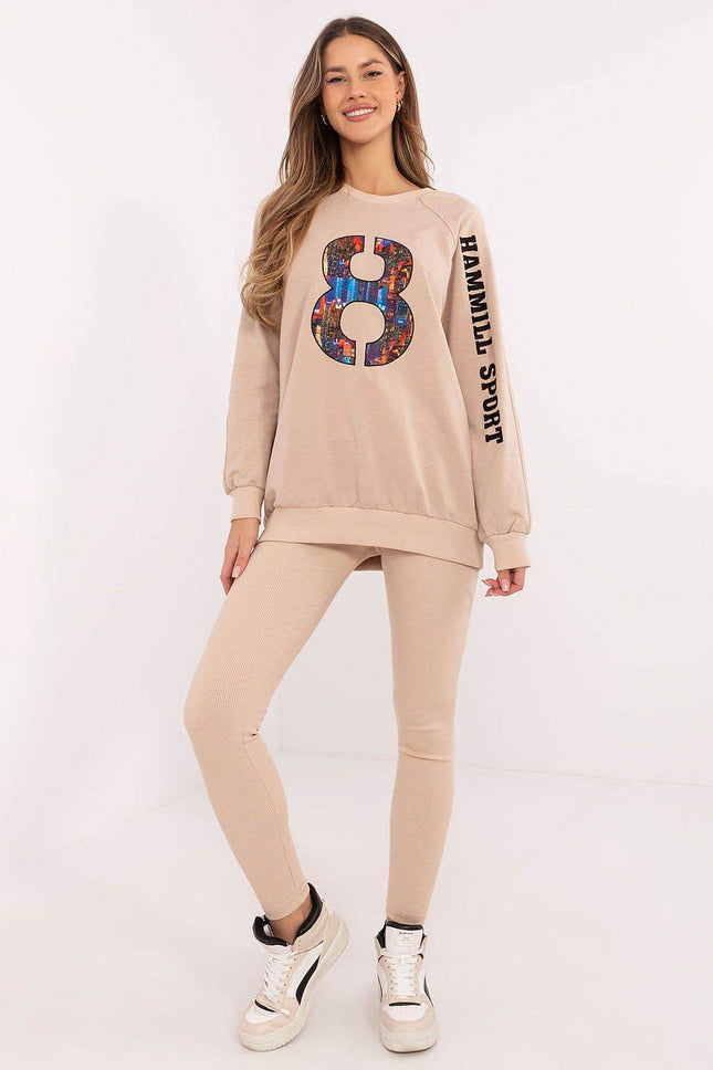 Embroidered Cotton Sweatshirt & High-Waisted Leggings Set - MimiStylez