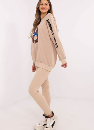 Embroidered Cotton Sweatshirt & High-Waisted Leggings Set - MimiStylez