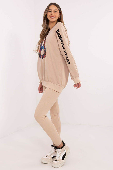 Embroidered Cotton Sweatshirt & High-Waisted Leggings Set - MimiStylez