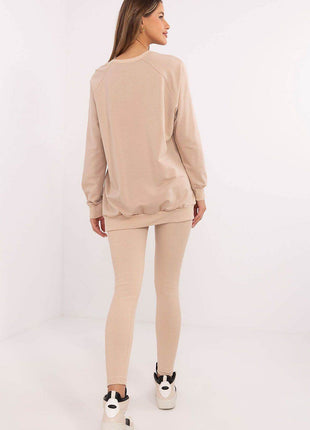 Embroidered Cotton Sweatshirt & High-Waisted Leggings Set - MimiStylez