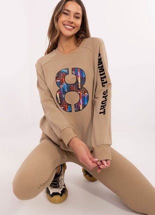 Embroidered Cotton Sweatshirt & High-Waisted Leggings Set - MimiStylez