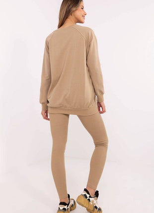 Embroidered Cotton Sweatshirt & High-Waisted Leggings Set - MimiStylez