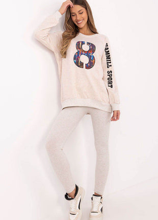 Embroidered Cotton Sweatshirt & High-Waisted Leggings Set - MimiStylez