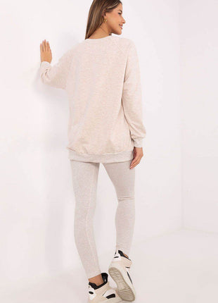 Embroidered Cotton Sweatshirt & High-Waisted Leggings Set - MimiStylez