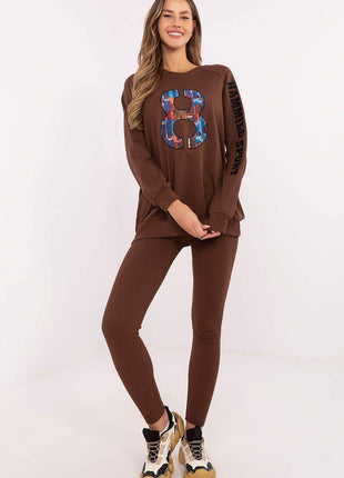 Embroidered Cotton Sweatshirt & High-Waisted Leggings Set - MimiStylez