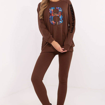 Embroidered Cotton Sweatshirt & High-Waisted Leggings Set - MimiStylez