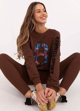 Embroidered Cotton Sweatshirt & High-Waisted Leggings Set - MimiStylez