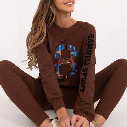 Embroidered Cotton Sweatshirt & High-Waisted Leggings Set - MimiStylez