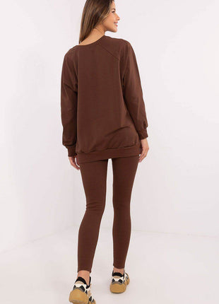 Embroidered Cotton Sweatshirt & High-Waisted Leggings Set - MimiStylez