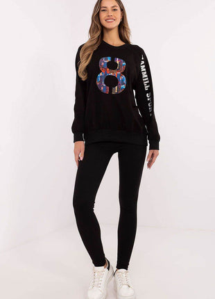 Embroidered Cotton Sweatshirt & High-Waisted Leggings Set - MimiStylez
