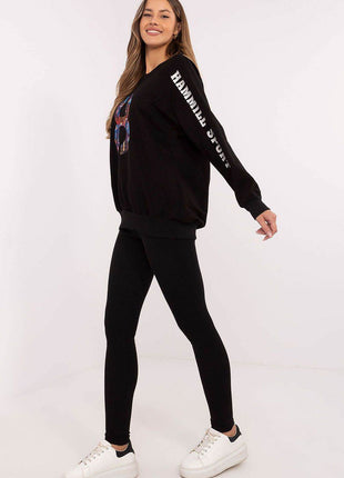 Embroidered Cotton Sweatshirt & High-Waisted Leggings Set - MimiStylez