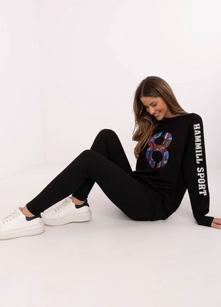 Embroidered Cotton Sweatshirt & High-Waisted Leggings Set - MimiStylez