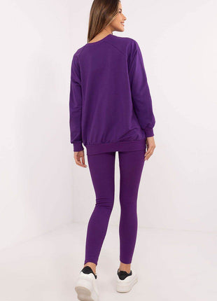 Embroidered Cotton Sweatshirt & High-Waisted Leggings Set - MimiStylez