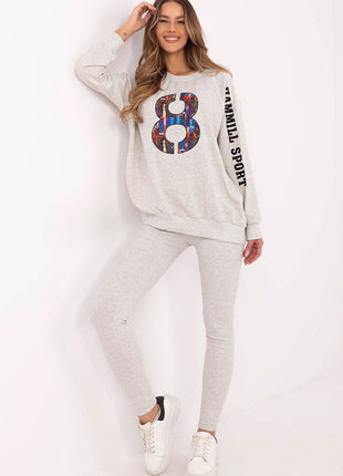 Embroidered Cotton Sweatshirt & High-Waisted Leggings Set - MimiStylez