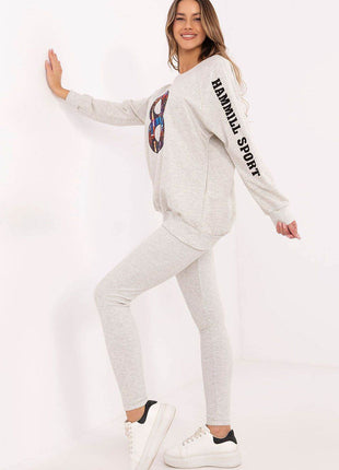 Embroidered Cotton Sweatshirt & High-Waisted Leggings Set - MimiStylez