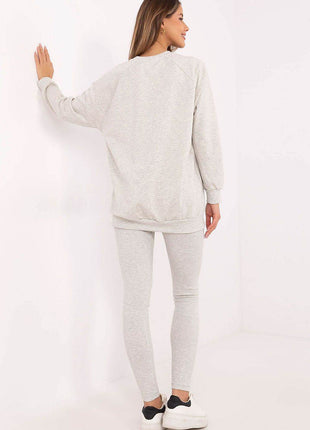 Embroidered Cotton Sweatshirt & High-Waisted Leggings Set - MimiStylez