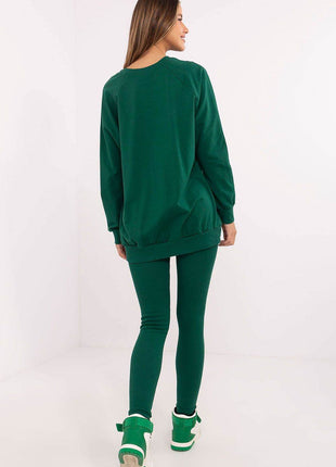 Embroidered Cotton Sweatshirt & High-Waisted Leggings Set - MimiStylez