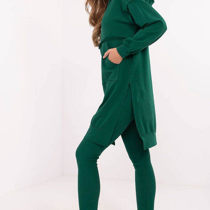 Hooded Long Sweatshirt and High-Waisted Leggings Cotton Set - MimiStylez