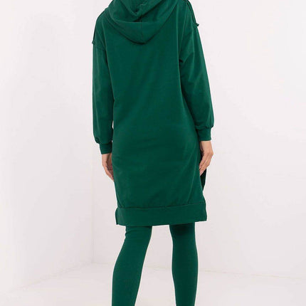 Hooded Long Sweatshirt and High-Waisted Leggings Cotton Set - MimiStylez