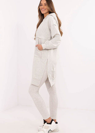 Hooded Long Sweatshirt and High-Waisted Leggings Cotton Set - MimiStylez