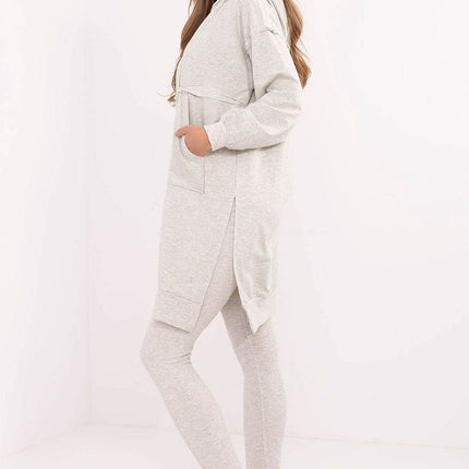 Hooded Long Sweatshirt and High-Waisted Leggings Cotton Set - MimiStylez