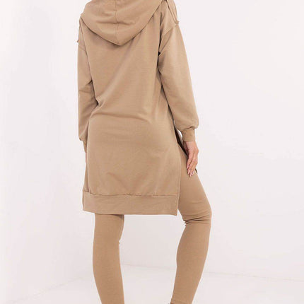 Hooded Long Sweatshirt and High-Waisted Leggings Cotton Set - MimiStylez