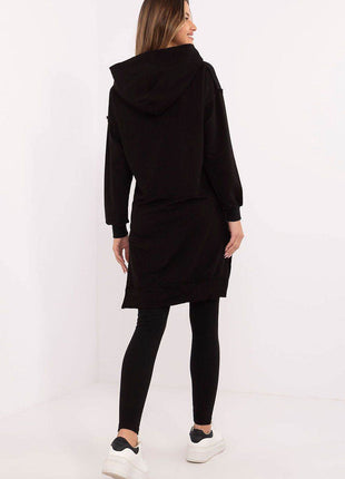 Hooded Long Sweatshirt and High-Waisted Leggings Cotton Set - MimiStylez