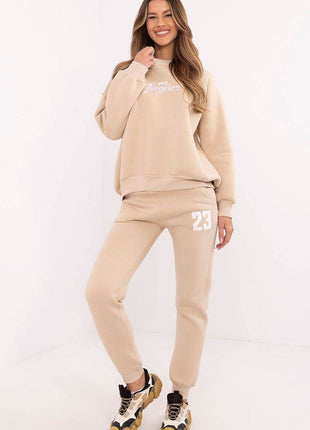 Embroidered Cotton Tracksuit Set with Lined Sweatshirt and High-Waisted Pants - MimiStylez