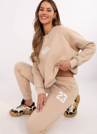 Embroidered Cotton Tracksuit Set with Lined Sweatshirt and High-Waisted Pants - MimiStylez