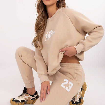 Embroidered Cotton Tracksuit Set with Lined Sweatshirt and High-Waisted Pants - MimiStylez