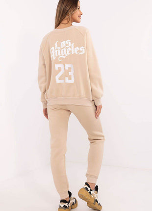 Embroidered Cotton Tracksuit Set with Lined Sweatshirt and High-Waisted Pants - MimiStylez