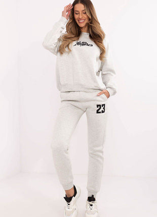 Embroidered Cotton Tracksuit Set with Lined Sweatshirt and High-Waisted Pants - MimiStylez