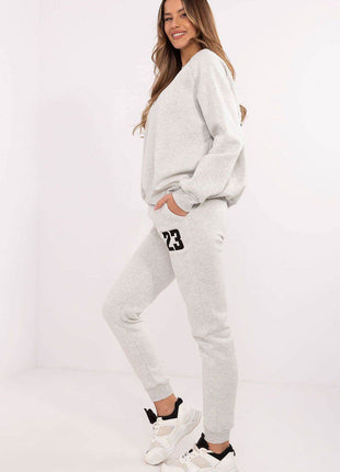 Embroidered Cotton Tracksuit Set with Lined Sweatshirt and High-Waisted Pants - MimiStylez