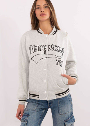 Women's Cotton Bomber Jacket – Snap Closure with Embroidery & Patches - MimiStylez