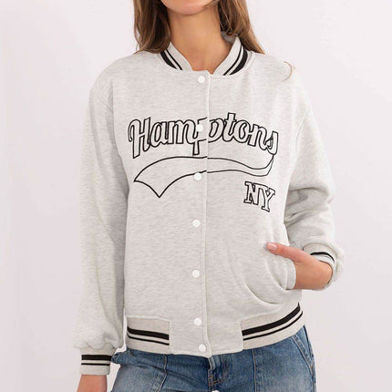 Women's Cotton Bomber Jacket – Snap Closure with Embroidery & Patches - MimiStylez